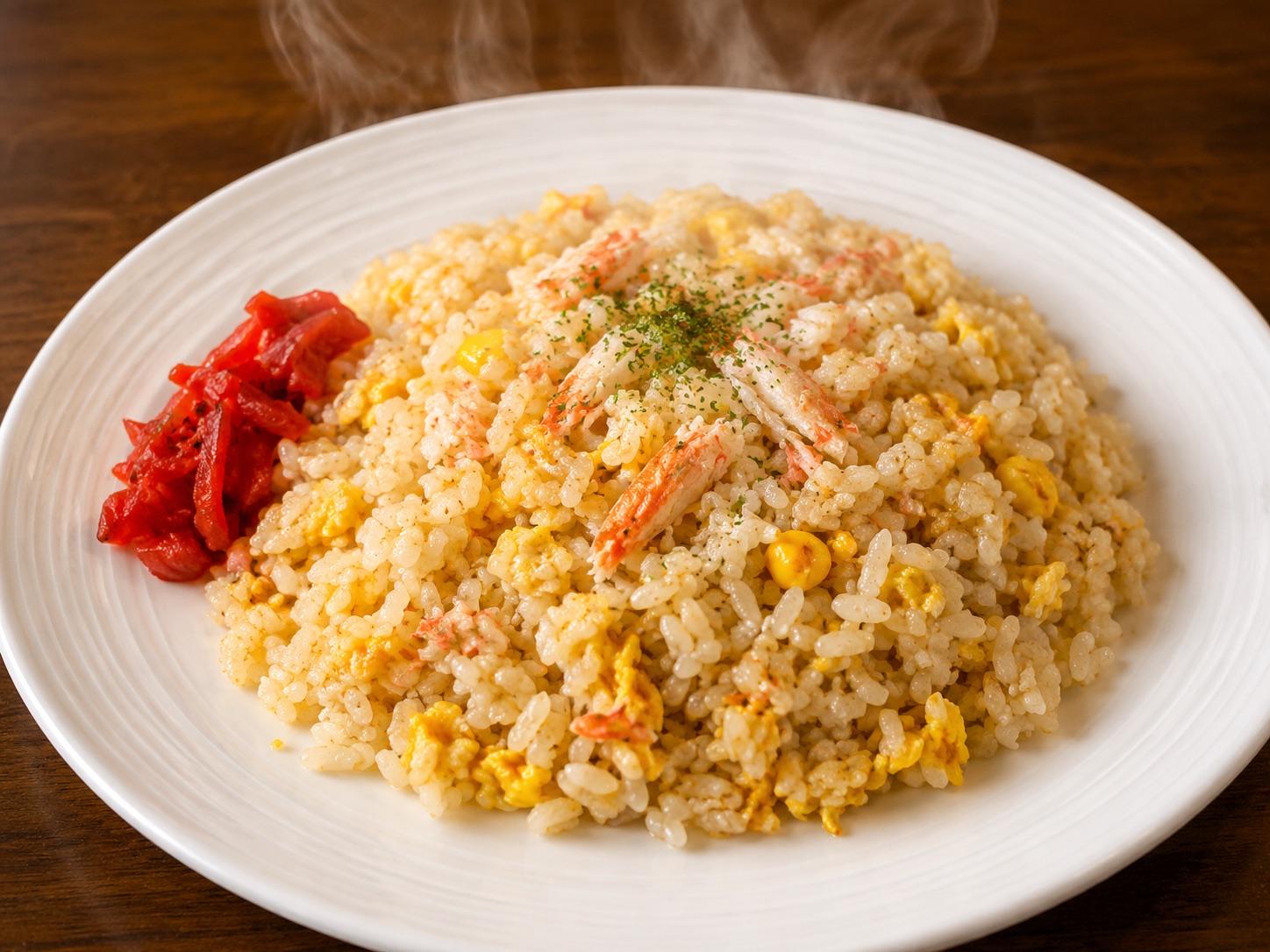 まりーさんの木のカニチャーハン